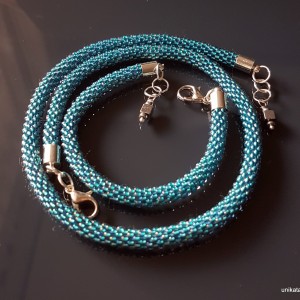 Komplet, naszyjnik, bransoletka w kolorze turkusowym