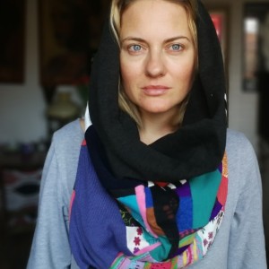 komin patchworkowy pojedynczy egzemplarz damski handmade