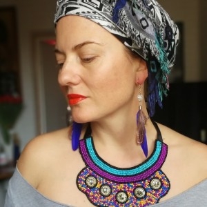 naszyjnik bohemian duży kołnierz haftowany style etno