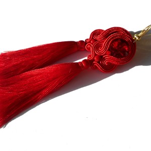 kolczyki sutasz czerwone z chwostem