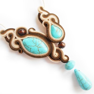 naszyjnik sutasz howlity turkusowe rękodzieło