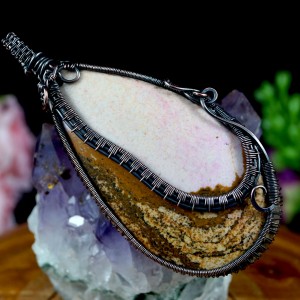 Jaspis, Miedziany wisior z jaspisem, ręcznie wykonany, prezent dla niej, prezent dla mamy, prezent urodzinowy, biżuteria autorska