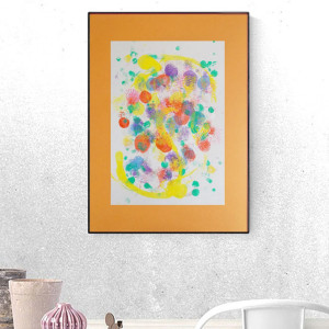 nowoczesna dekoracja na ścianę, abstrakcyjna grafika do domu, boho grafika A3, abstrakcyjny rysunek 30x40, oryginalny obrazek do loftu, rysunek w ciepłych kolorach