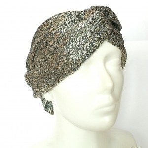 opaska turbanowa wiosenna w kolorach srebra i czerni