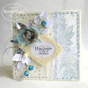 Kartka ślubna z turkusem
