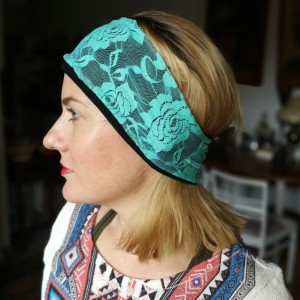 opaska koronkowa kolor turkus mięta wiosenna