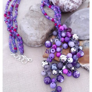 4195 długi naszyjnik szkło chwost 70 cm