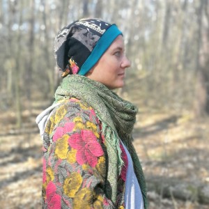 czapka turbanowa etno boho wiosenna patchwork