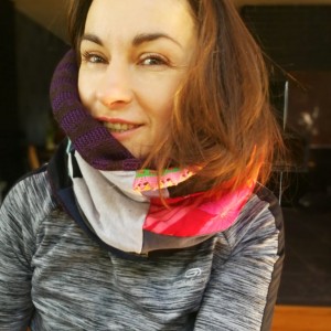 komin patchworkowy na podszewce miękki wiosenny handmade