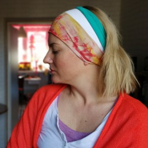 opaska z dzianiny w paski łączona wiosenna