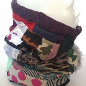 komin patchworkowy na podszewce miękki, miły