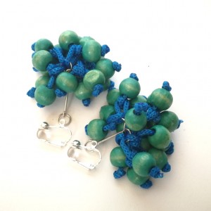 klipsy kolorowe etno boho handmade drewniane