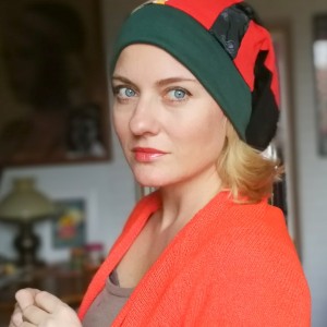 czapka turbanowa etno boho wiosenna patchwork