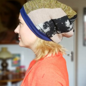 czapka damska szyta patchworkowo smerfetka