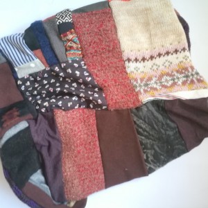 komin patchworkowy na podszewce miękki, miły, uszyty z rożnych kawałków