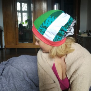 czapka turbanowa wywinięta szyta patchworkowo rozmiar uniwersalny
