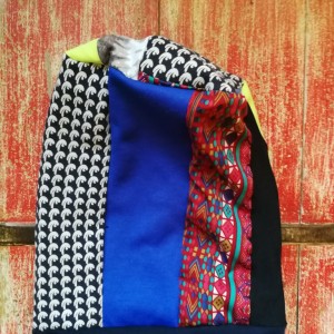 czapka damska smerfetka wiosenna szyta patchworkowo