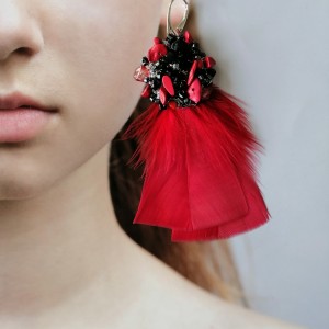 Kolczyki Czerwono Czarne