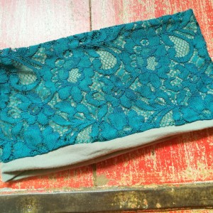 opaska damska niebieska-turkusowa koronkowa wiosenna