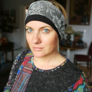 opaska koronkowa szaro czarna