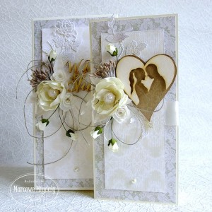 Koronkowa ślubna kartka w pudełku