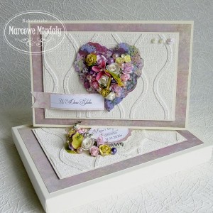 Romantyczne Serce, duża kartka ślubna w pudełku