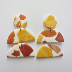 kolczyki białe półkola średnie