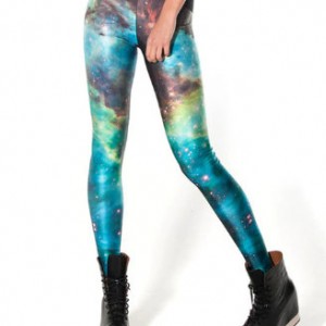 legginsy damskie drukowane w kosmiczne rozmyte wzory