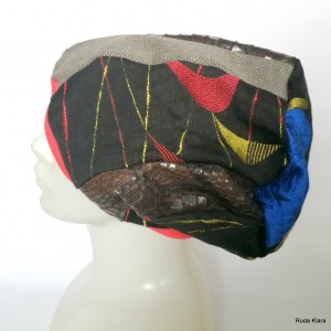czapka damska smerfetka, szyta patchworkowy.