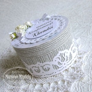 Pamiątka Konfirmacji, personalizowane pudełeczko na prezent szare