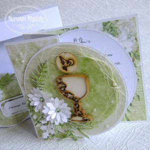 Personalizowana kartka w pudełku z okazji Komunii, Margaretki