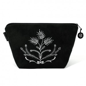 Kosmetyczka damska Czarna z białym haftem