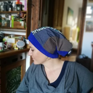 czapka damska szyta patchworkowo długa smerfetka