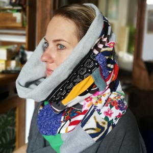 komin patchworkowy na podszewce miękki