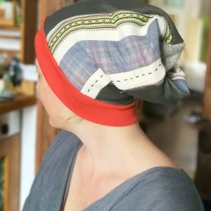 czapka damska smerfetka szyta patchworkowy