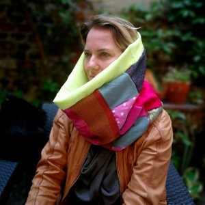 komin patchworkowy na podszewce miękki