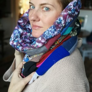 komin patchworkowy na podszewce miękki