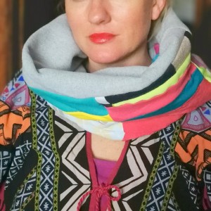 komin patchworkowy na podszewce miękki