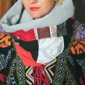 komin patchworkowy na podszewce miękki