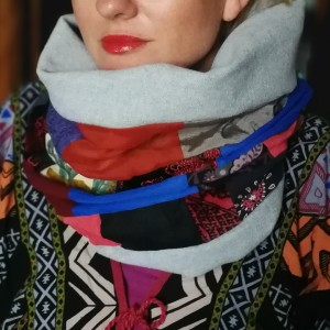 komin patchworkowy na podszewce miękki handmade