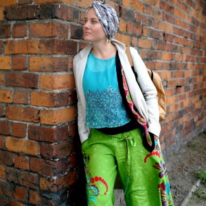 turban uniwersalny handmade  kolory bezowe mazańce