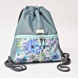 Workoplecak wodoodporny, worek plecak, torba na plecy, worek ze sznurami, plecak wodoodporny kaktusy