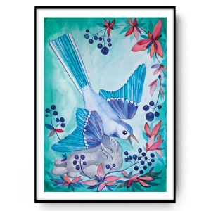 BLUEBERRY BIRD 50x70
