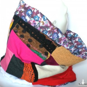 komin patchworkowy na podszewce miękki, miły