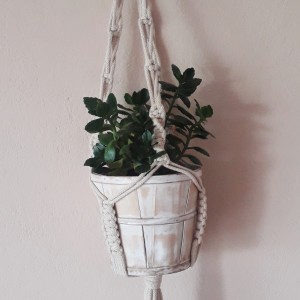 Kwietnik makramowy - 80 cm beż