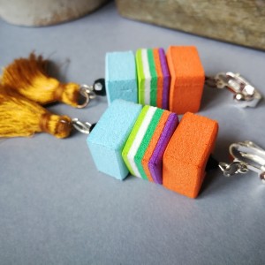 klipsy eleganckie długie boho folk muszle