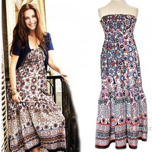 Nowa sukienka bez ramion długości maxi z falbaną  M