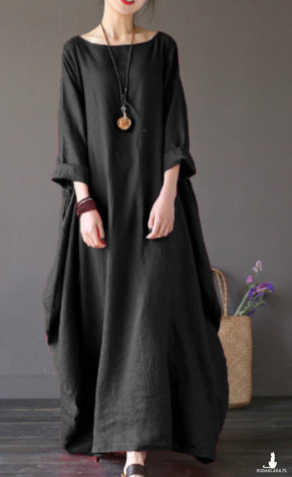 czarna sukienka oversize bawełna – sukienka rozmiar M