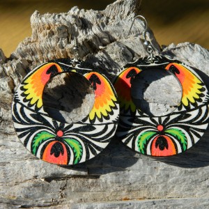 Kolczyki boho ludowe, biżuteria folkowa, kolczyki etno, biżuteria flamenco, kolczyki w stylu Fridy Kahlo, Duże kolczyki koła