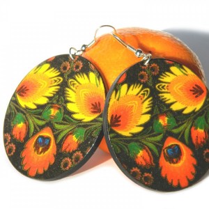 Kolczyki folkowe Słowianki, prezent dla dziewczyny lubiącej styl etno boho, biżuteria folk, ludowe